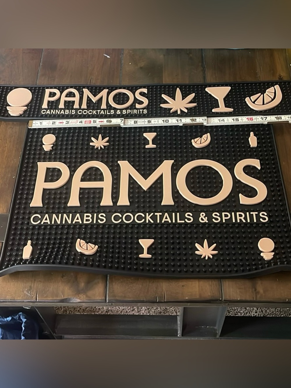 Black and Beige Bar Mats